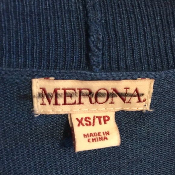 SOLD -MERONA Deep Sky Blue Open Cardigan Sz XS - Picture 2 of 4